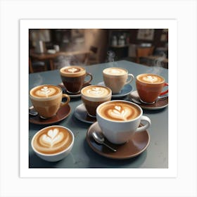 Coffee Cups On A Table Art Print