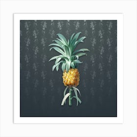 Vintage Pineapple Botanical on Slate Gray Pattern n.0858 Art Print
