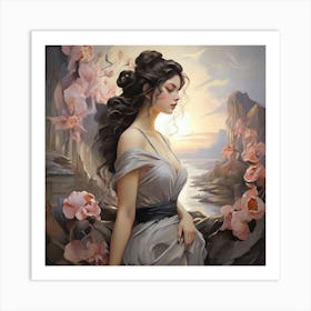 Woman With Flowers 1 Art Print