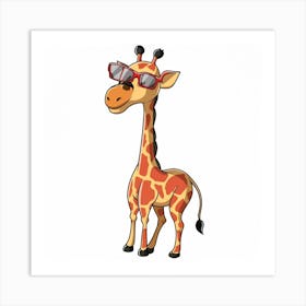 Giraffe With Glasses Art Print