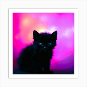 Black Kitten With Blue Eyes Art Print