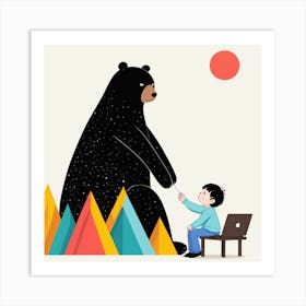 Bear And Boy Art Print