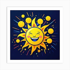 Lovely smiling sun on a blue gradient background 11 Art Print