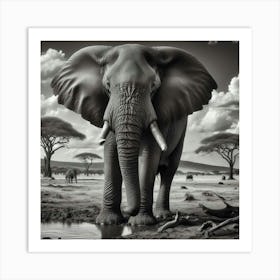 Elephants In The Savannah Art Print