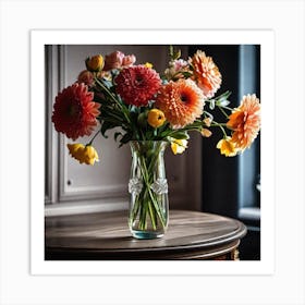 Dahlias In A Vase 2 Art Print