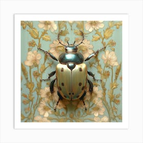 Renaissance wallpaper with beetle Art Print