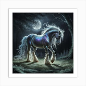 Horse In The Moonlight 27 Art Print