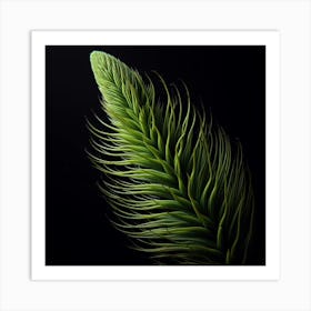 A verdant frond unfurls its delicate form against a backdrop of infinite darkness, a testament to the resilience of life in the face of the unknown. Art Print