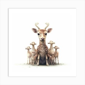 Deer Family Art Print