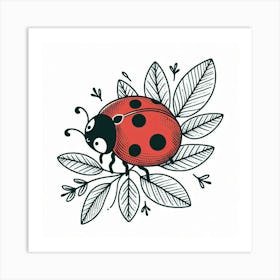 Line Art ladybug Art Print