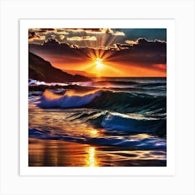 Sunset On The Beach 552 Art Print