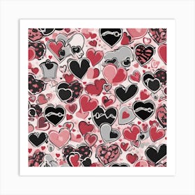 Hearts On A Pink Background 1 Art Print