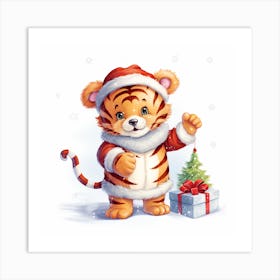 Santa Tiger Art Print