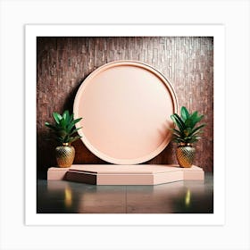 Pink Frame With Pineapples Art Print