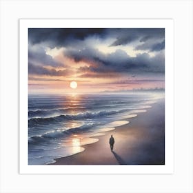 Sunset On The Beach Dreamscape Art Print