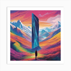 Man Standing In Front Of A Mountain Art Print