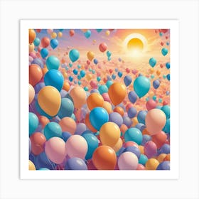 Colorful Balloons In The Sky Art Print