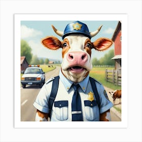 Cow In Uniform 1 Art Print