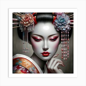 Japan Traditional Geisha Illustration By Ad 93 Art Print