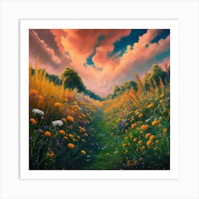 Vibrant Meadow Dreamscape Art Print