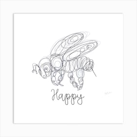 Happy Honey Bee Art Print