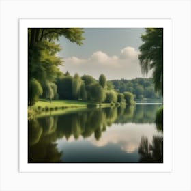 Pond With Trees Art Print