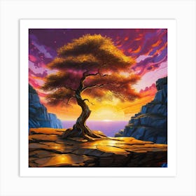 Lone Tree On The Cliff Art Print