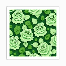 Green Roses Seamless Pattern 1 Art Print