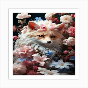 Fox In Flowers Art Print