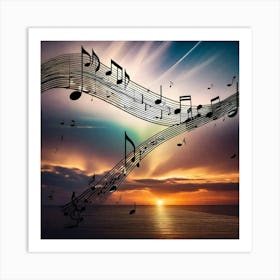 Music Notes At Sunset 3 Art Print