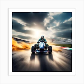 A Man Racing With A Helmet On In Racing Car 644619815 Art Print