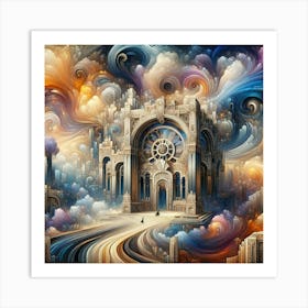 fleeing to the temple before the storm Art Print