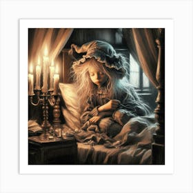 Little Girl In Bed Art Print