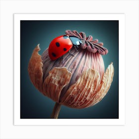 Poppy Seed Head and Ladybird 2 Art Print