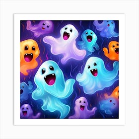 Ghosts On A Dark Background Art Print