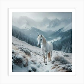 White Horse In Winter 2 Art Print