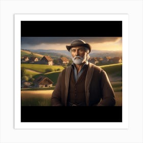 Man In Front Of A Village Art Print