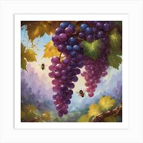 Grapes And Bees Art Print