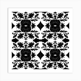 Black And White Floral Pattern 1 Poster