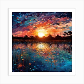 Sunset Over The Pond Art Print