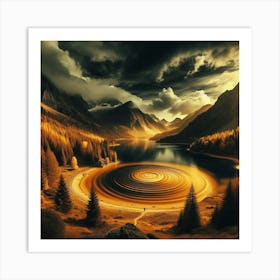 Spiral Lake In The Mountains Art Print