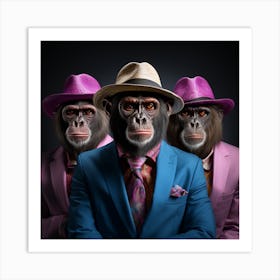 The Colourful Chimpanzee Mob Art Print