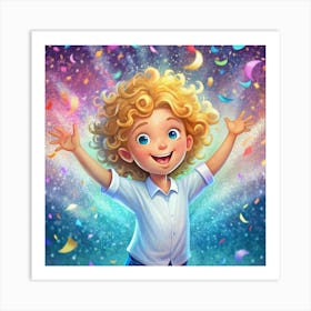 Happy Boy With Confetti Art Print