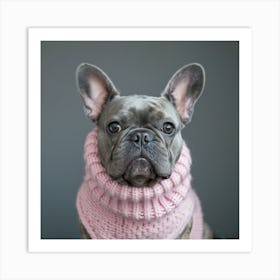 Frenchie In Pink Sweater Art Print