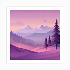 Misty mountains background in purple tone 112 Art Print