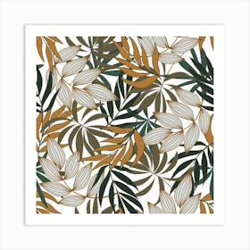 Trendy Seamless Tropical Pattern With Bright White Yellow Flowers Art Print