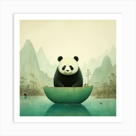 Panda In A Boat Art Print