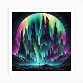 Beautiful colorful moon view Art Print