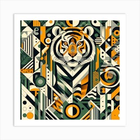 Geometric Art Tigers in the jungle 2 Art Print