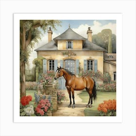 Horse In Front Of House art 1 Art Print